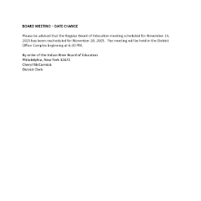 BOARD MEETING – DATE CHANGE